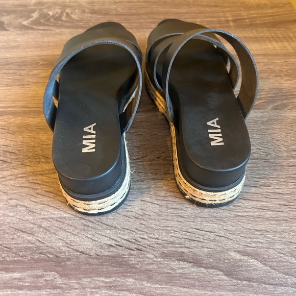 MIA Black Espadrille Platform Slip-On Strappy Sandals Size 7 - Picture 4 of 5